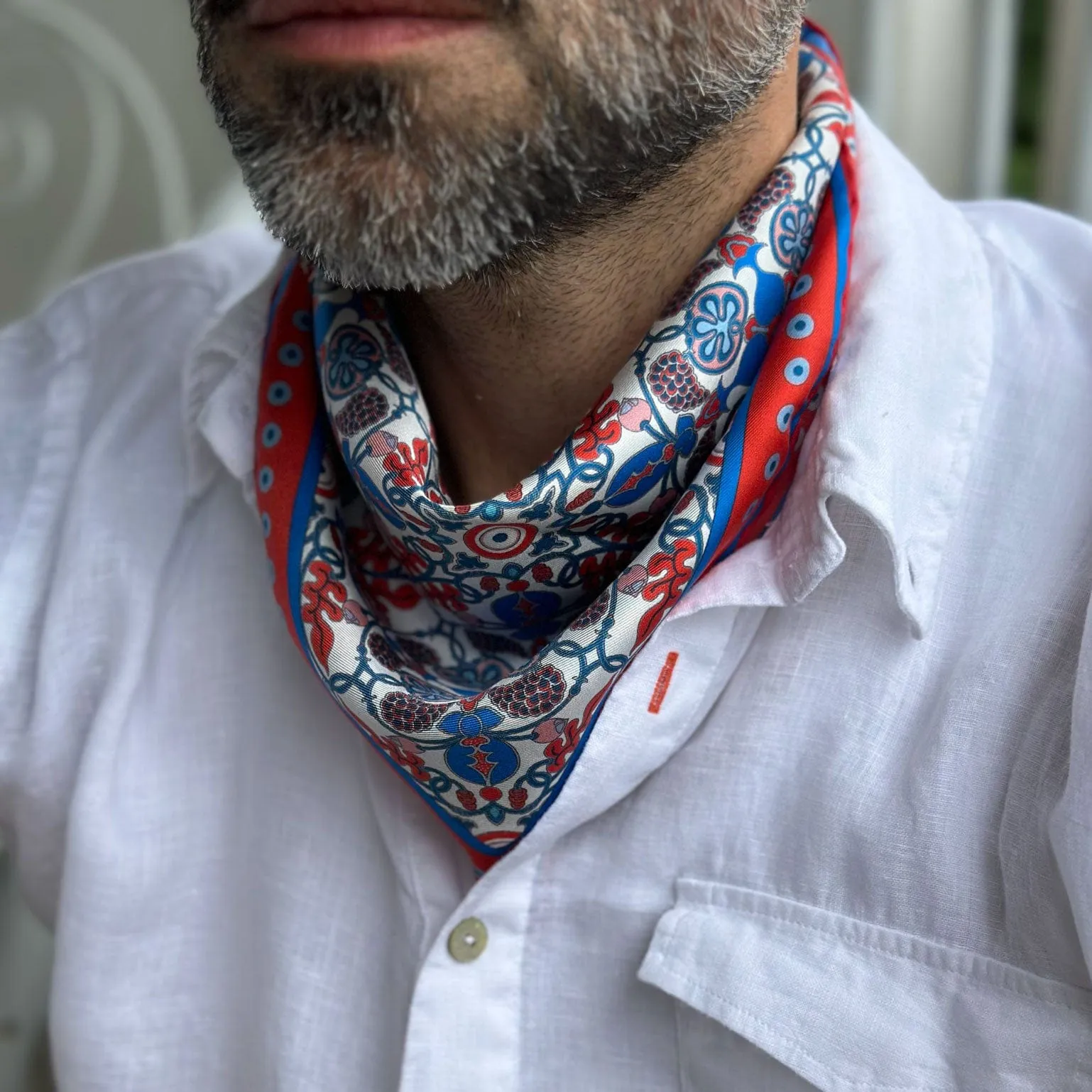 Barbaresco - Hand Rolled Silk Neckerchief - Red